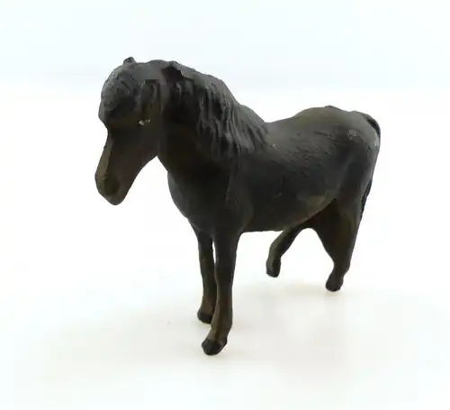 e9397 Antikspielzeug Tier Masse Figur Lineol Pony schwarz