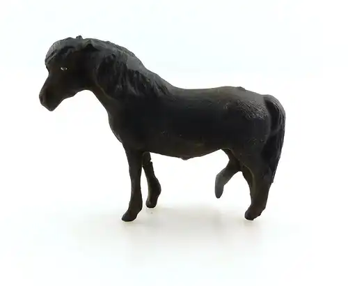 e9397 Antikspielzeug Tier Masse Figur Lineol Pony schwarz