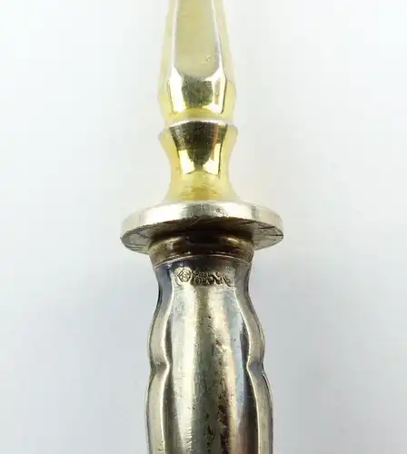 E9692 Alter Sardinenheber mit Griff aus 835 Silber Halbmond & Krone