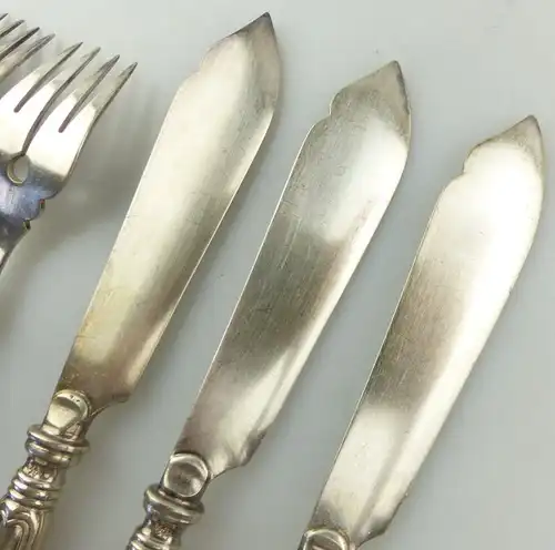 E9684 6 teiliges WMF Fischbesteck mit Augsburger Faden und Ziermonogramm H