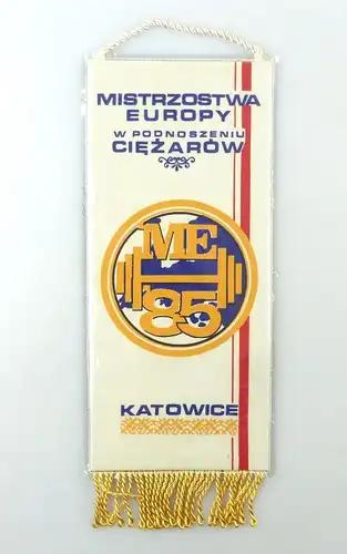 #e6413 Wimpel Mistrzostwa Europy w Podoszeniu Ciezarow ME '85 Katowice