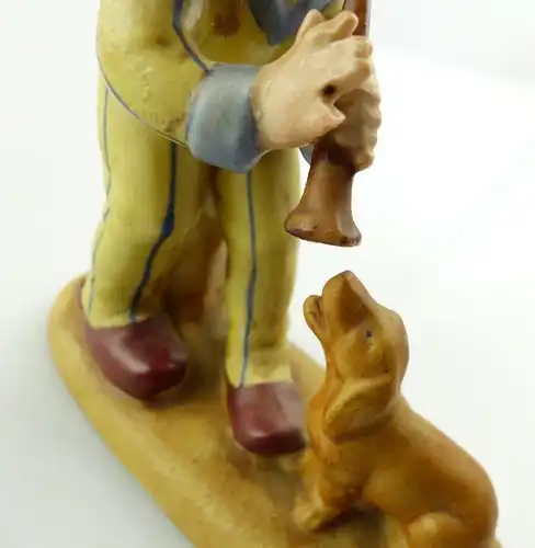 E9710 Alte Porzellan Figur Junge mit Hund von Wagner und Apel Lippelsdorf