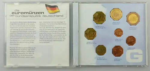 e9756 5x Kursmünzensatz Euro BRD 2002 1 Cent bis 2 Euo Deutschland  D F G J