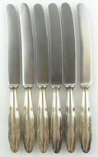 e9752 6 WMF Messer mit versilberten Griffen 90 Silberauflage