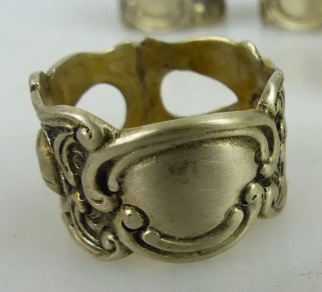 6 alte Serviettenringe in 800 (Ag) Silber mit Rosendekor (norb717) 5