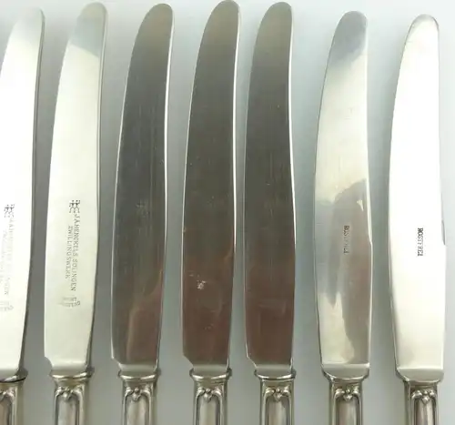 e9644 12 alte Jugendstil Messer mit Griffen aus 800er Silber.