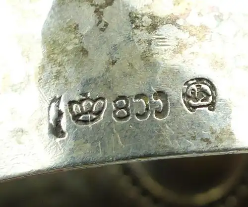 E9634 Alter Serviettenring aus 800 Silber mit Monogramm WK schön gehämmert