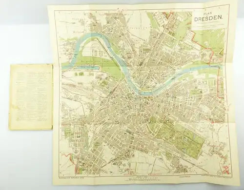 e9619 Kleiner Plan von Dresden mit Straßenverzeichnis Meinhold und Söhne