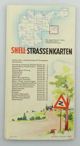 E9611 Alte Shell Straßenkarte Nummer 14 Oberschlesien Glatzer Bergland