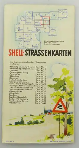 e9607 Alte Shell Straßenkarte Nummer 9 Grenzmark Pommern Bergland