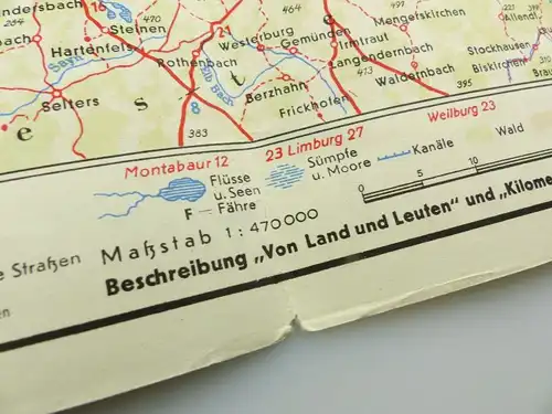 E9606 Alte Shell Straßenkarte Nummer 10 Rheinland Westfalen Industriegebiet
