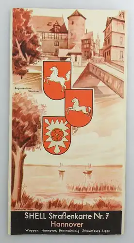 E9604 Alte Shell Straßenkarte Nummer 7 Hannover Braunschweig Schaumburg Lippe