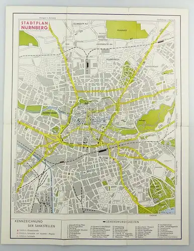 E9601 Alte Shell Stadtkarte Nummer 15 Nürnberg