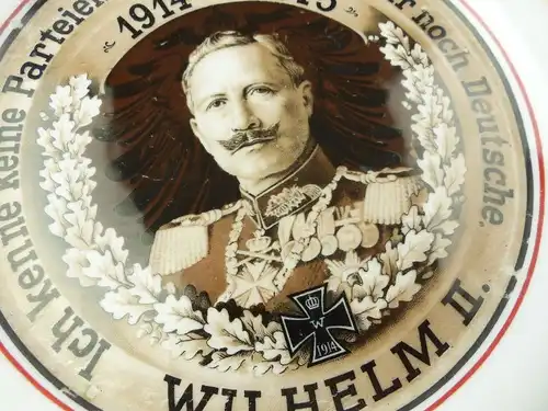 #e7207 Patriotischer Teller Wilhelm II. Eisernes Kreuz 1914 / 1915 1 WK
