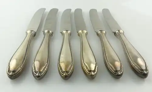 E9864 6 Messer mit versilberten Griffen 100er Silberauflage Klingen rostfrei
