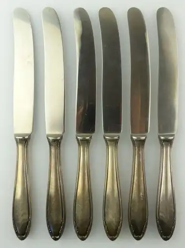 E9864 6 Messer mit versilberten Griffen 100er Silberauflage Klingen rostfrei