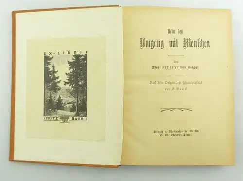 E9845 Adolf Freiherrn von Knigge in Leinen gebunden Umgang mit Menschen um 1900