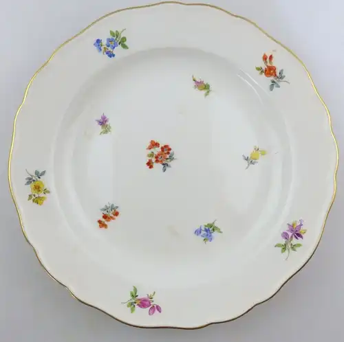 E9825 Meissen Teller 2. Wahl mit Streublümchen und Goldrand Ø 22,5 cm