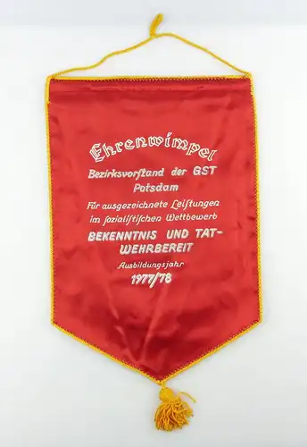 #e2887 DDR Ehrenwimpel: GST Potsdam Bekenntnis und Tat - Wehrbereit 1977/78