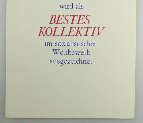 große blanco Urkunde: Bestes Kollektiv im sozialistischen Wettbewerb, so261