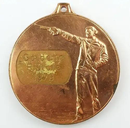 e9340 DDR GST Medaille Goldene Pistole 1979 bronzefarben Schützenverband