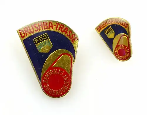 #e5759 2 DDR Ehrenabzeichen Drushba-Trasse FDJ Zentrales Jugendobjekt
