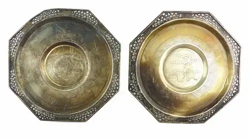 #e6733 2 sehr alte dekorative Untersetzer 900 (Ag) Silber Vietnam 100 g