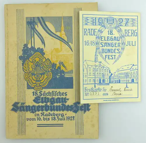 Buch: Festschrift von 1927 mit beiligender seltenen Festkarte Sängerbund e954