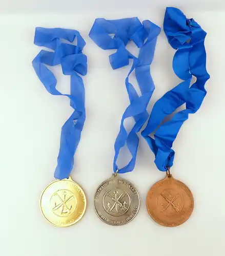 #e2961 3 Medaillen Militärischer Mehrkampf DDR in Gold, Silber und Bronze