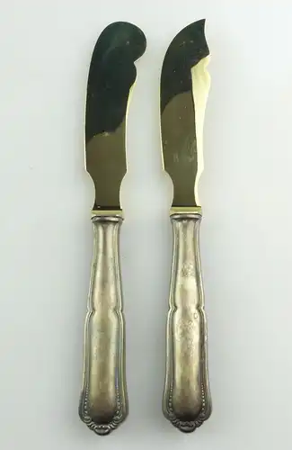 e10010 2 Vorlegemesser mit versilberten Griffen und vergoldeten Schneiden in OVP
