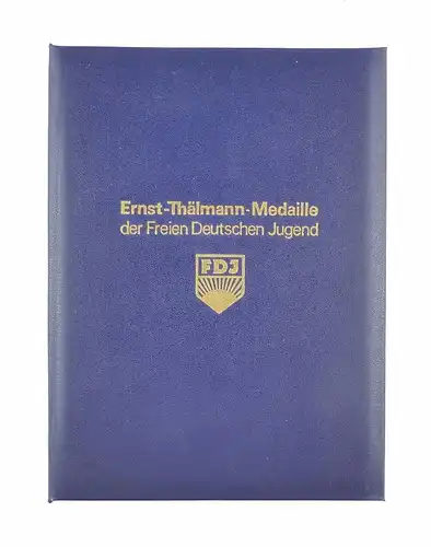 #e6524 Original alte DDR Urkundenmappe Ernst Thälmann Medaille der FDJ selten!