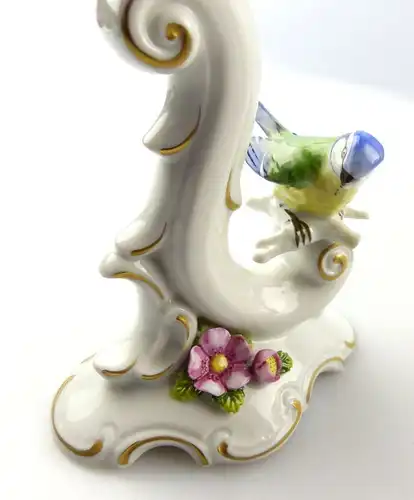 #e4712 Aelteste Volkstedter Porzellan Manufaktur Leuchter mit Vogel