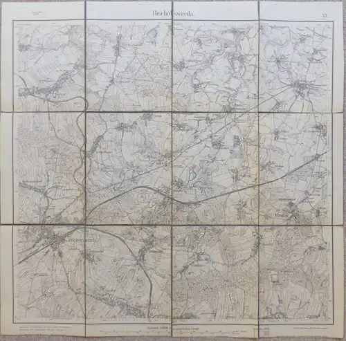 e10181 Original alte Landkarte von 1912 Bischofswerda Uhst Goda Gaußig