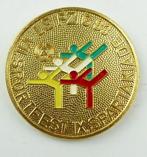 E10156 Medaille goldfarben VII Sportfest IX Spartakiade Leipzig 1983 DTSB DDR