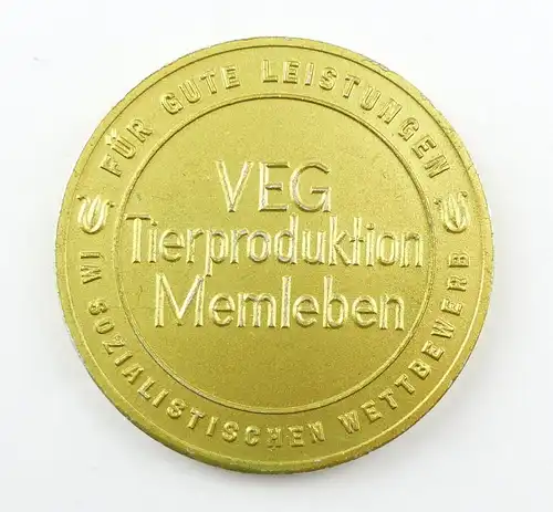 e10146 Seltene Medaille VEG Tierproduktion Memleben DDR goldfarben