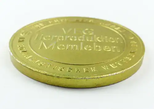 e10146 Seltene Medaille VEG Tierproduktion Memleben DDR goldfarben