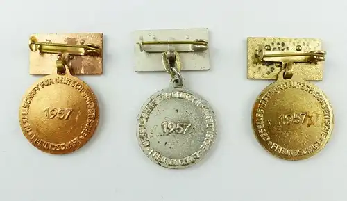 E10206 3 original alte Johann Gottfried Herder Medaillen 1957 gold silber bronze