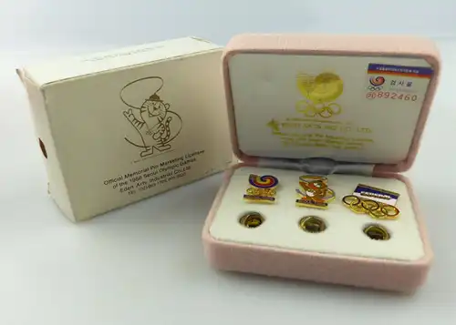 e10197 3 offizielle Pins der Olympiade 1988 in Seoul nummeriert und in OVP