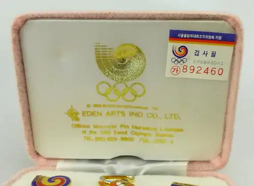 e10197 3 offizielle Pins der Olympiade 1988 in Seoul nummeriert und in OVP