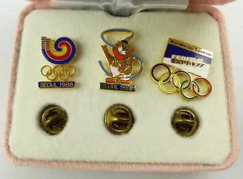 e10197 3 offizielle Pins der Olympiade 1988 in Seoul nummeriert und in OVP