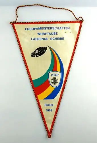 #e2906 DDR Wimpel: Europameisterschaften Wurftaube Laufende Scheibe Suhl 1978