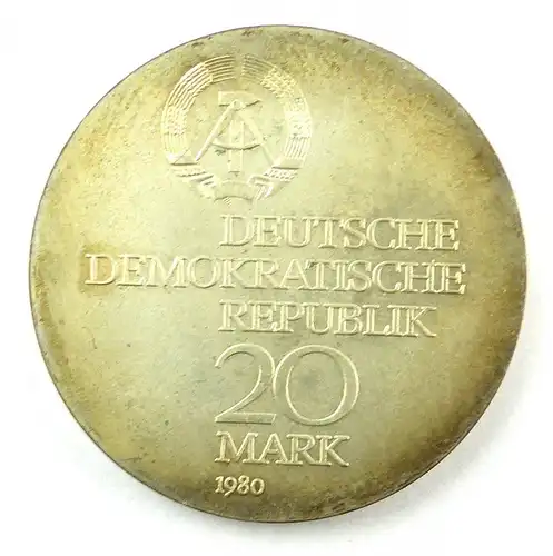 #e6287 DDR Gedenkmünze 20 Mark 1980 Ernst Abbe 1840 * 1905