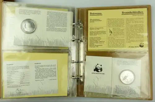 E10243 Konvolut Silbermünzen 11 Stück WWF mit Panda im Sammlerschuber