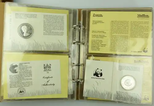 E10243 Konvolut Silbermünzen 11 Stück WWF mit Panda im Sammlerschuber