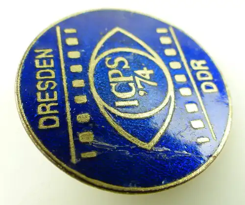 #e1943 Dresden emailliertes Abzeichen ICPS '74 DDR in blau