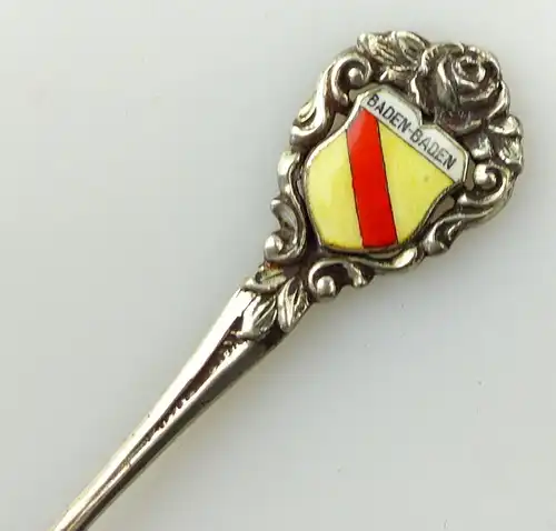 e10288 Sammlerlöffel Baden Baden mit Wappen und Rose aus 835er Silber