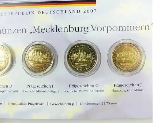 E10273 Original Satz 2€ Gedenkmünzen Euro Münzen Mecklenburg Vorpommern 2007