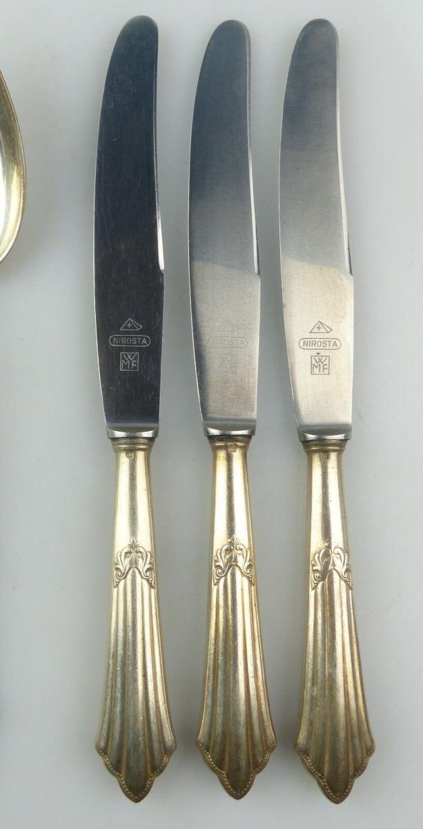 mehrere 90iger Silberauflage WMF 900 Fächermuster Messer 21cm 