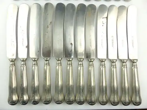 E10327 Sehr altes Besteck Augsburger Faden 24 teilig Wello Silber wohl Wellner