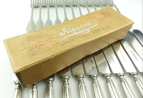 E10327 Sehr altes Besteck Augsburger Faden 24 teilig Wello Silber wohl Wellner